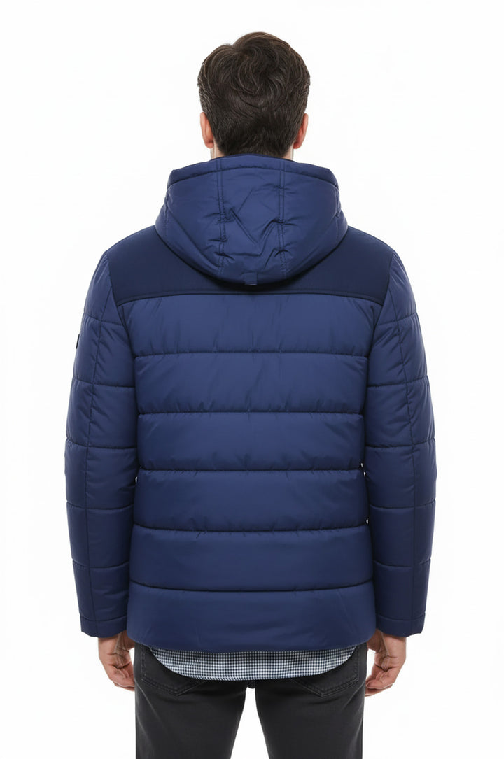 Kapşonlu Lacivert Şişme Kapitone Kaban - Wessi