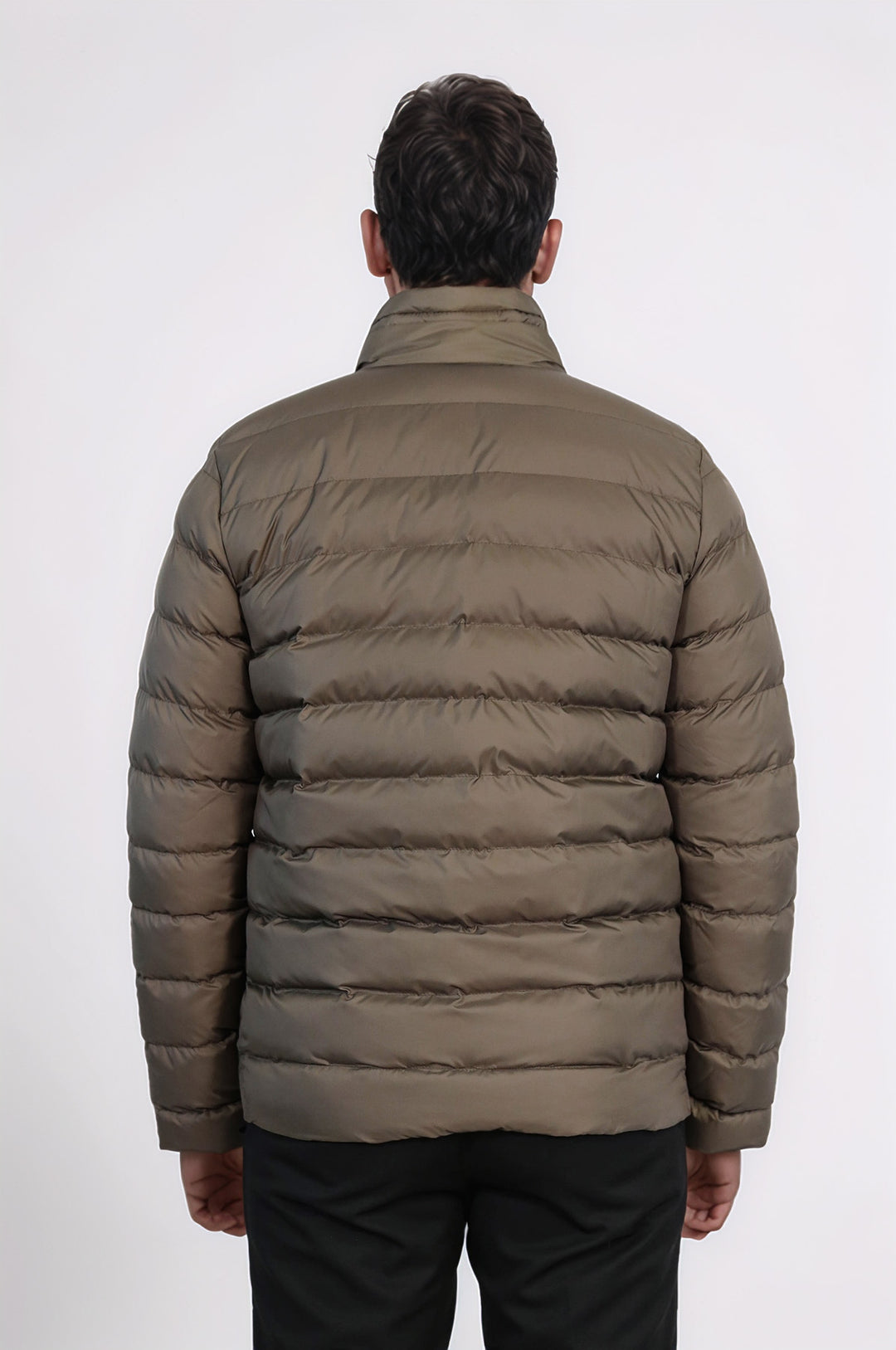 Kapitone Dik Yaka Cepli Kısa Haki Erkek Şişme Mont - Wessi