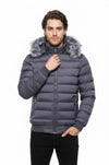 Kürklü Gri Erkek Şişme Mont - Wessi