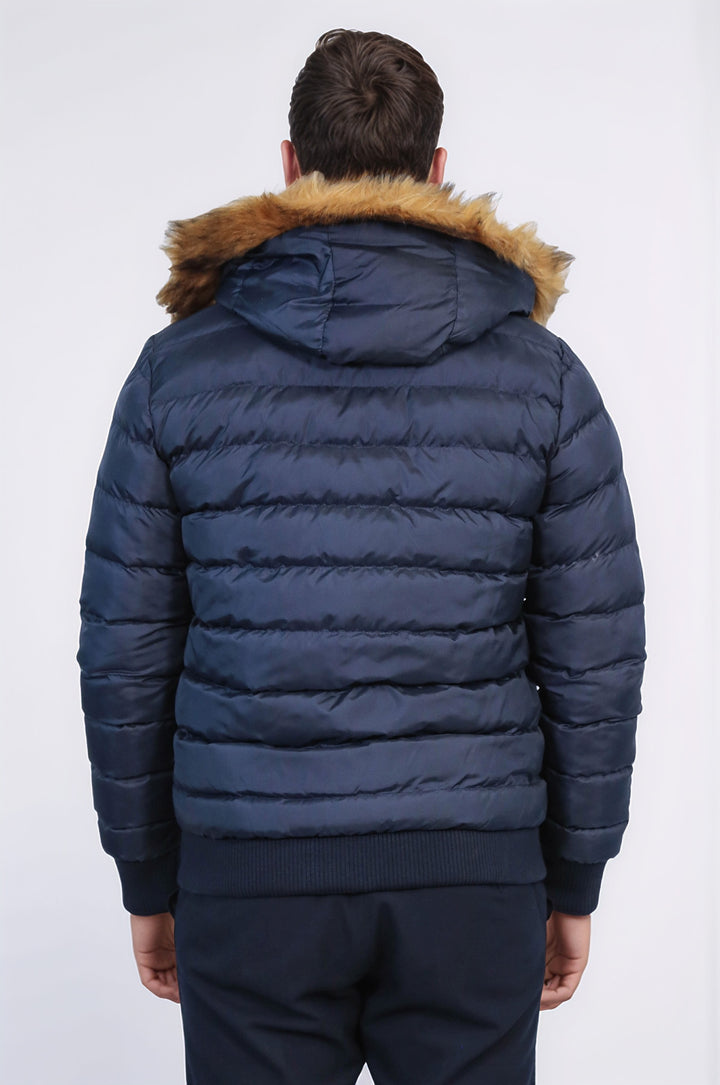 Lacivert Kapüşonlu Erkek Şişme Mont | Wessi