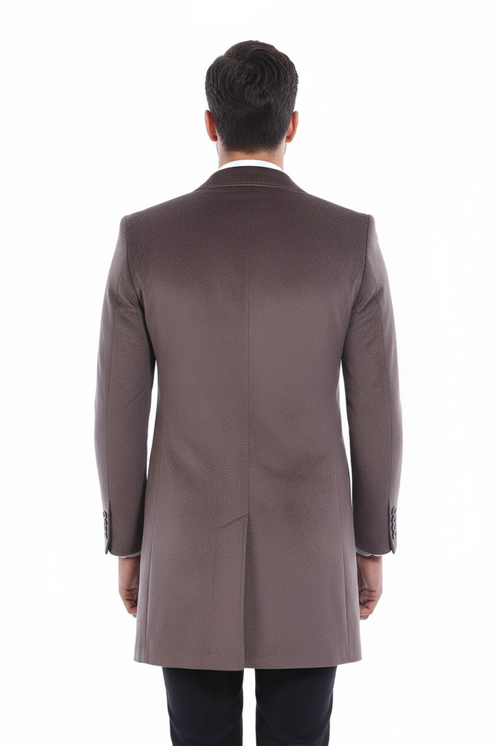 Sivri Yaka Diz Üstü Vizon Erkek Palto - Wessi