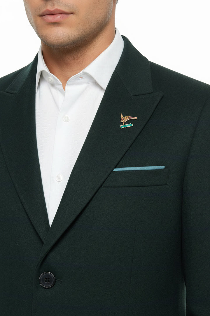 Geniş Sivri Yaka Ekose Yeşil Erkek Kısa Palto - Wessi