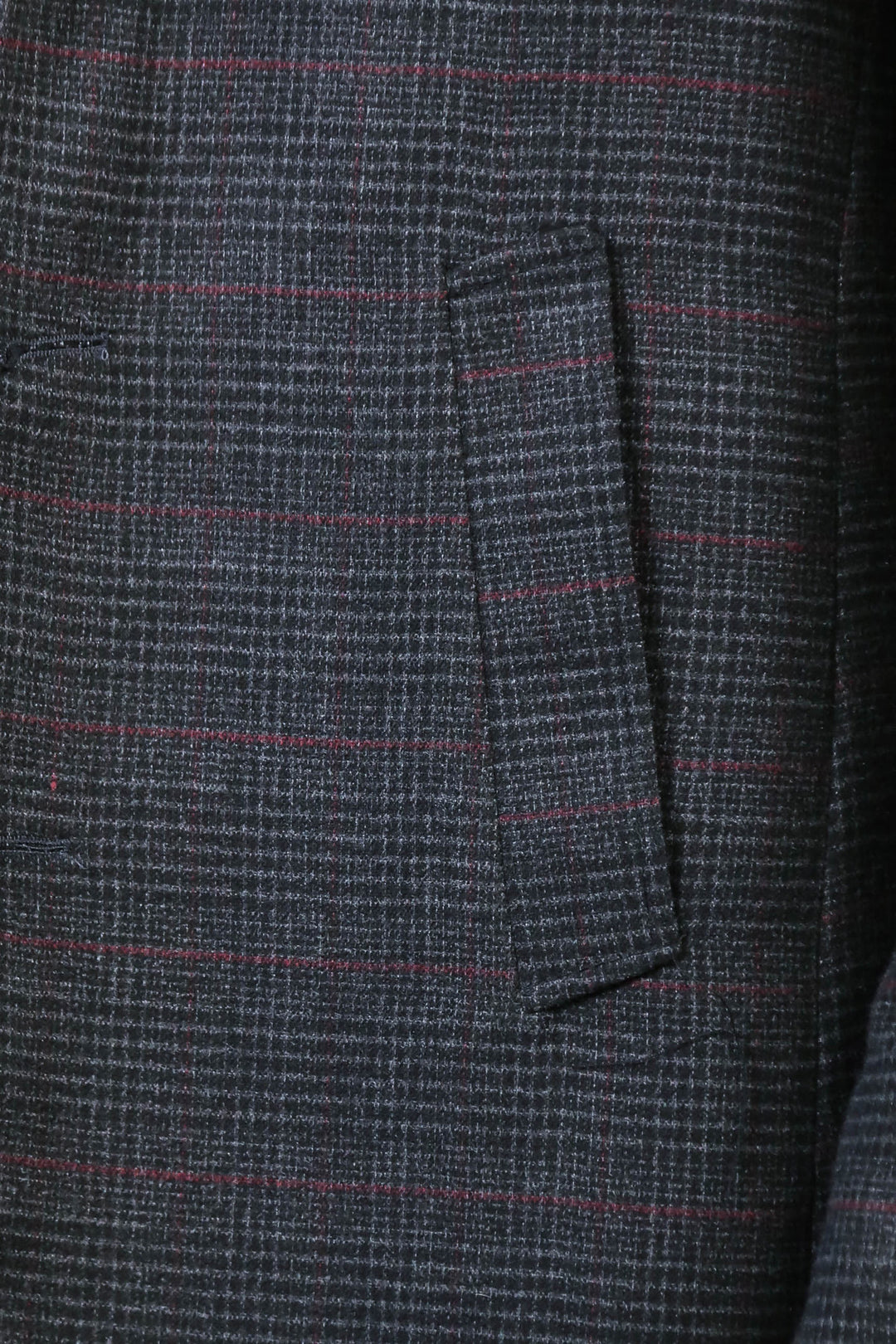 Geniş Sivri Yaka Ekose Antrasit Erkek Kısa Palto - Wessi