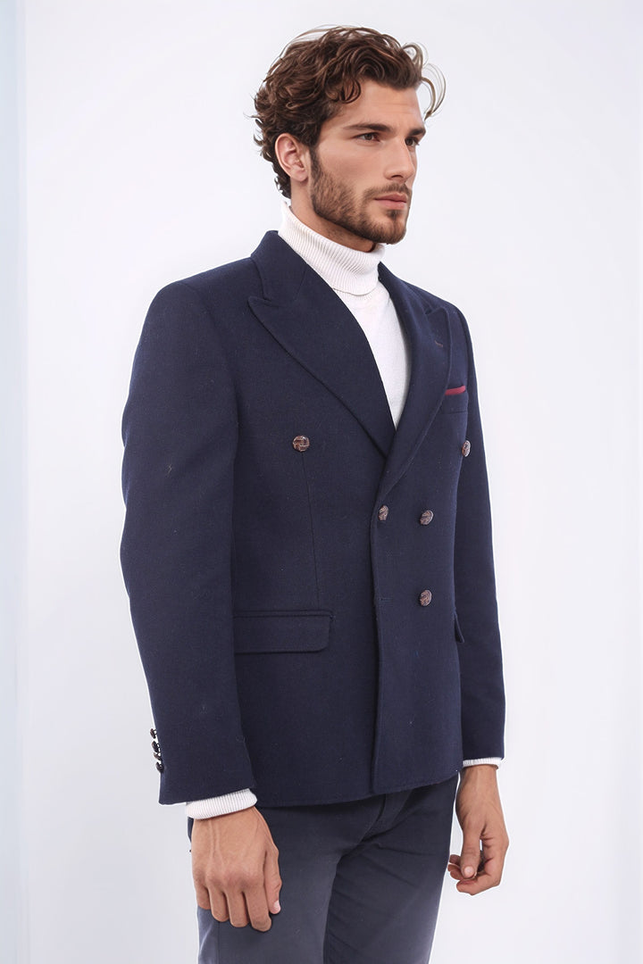 Kruvaze Slim Fit Lacivert Ceket - Wessi