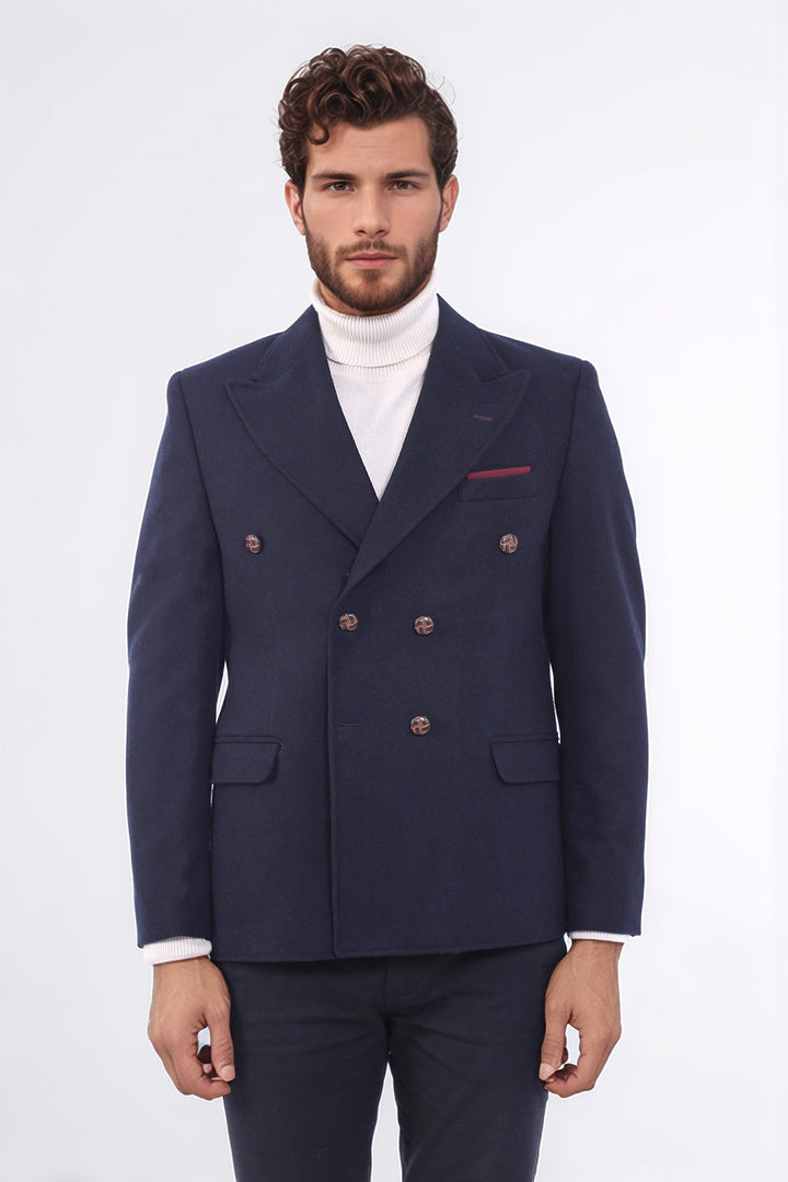 Kruvaze Slim Fit Lacivert Ceket - Wessi