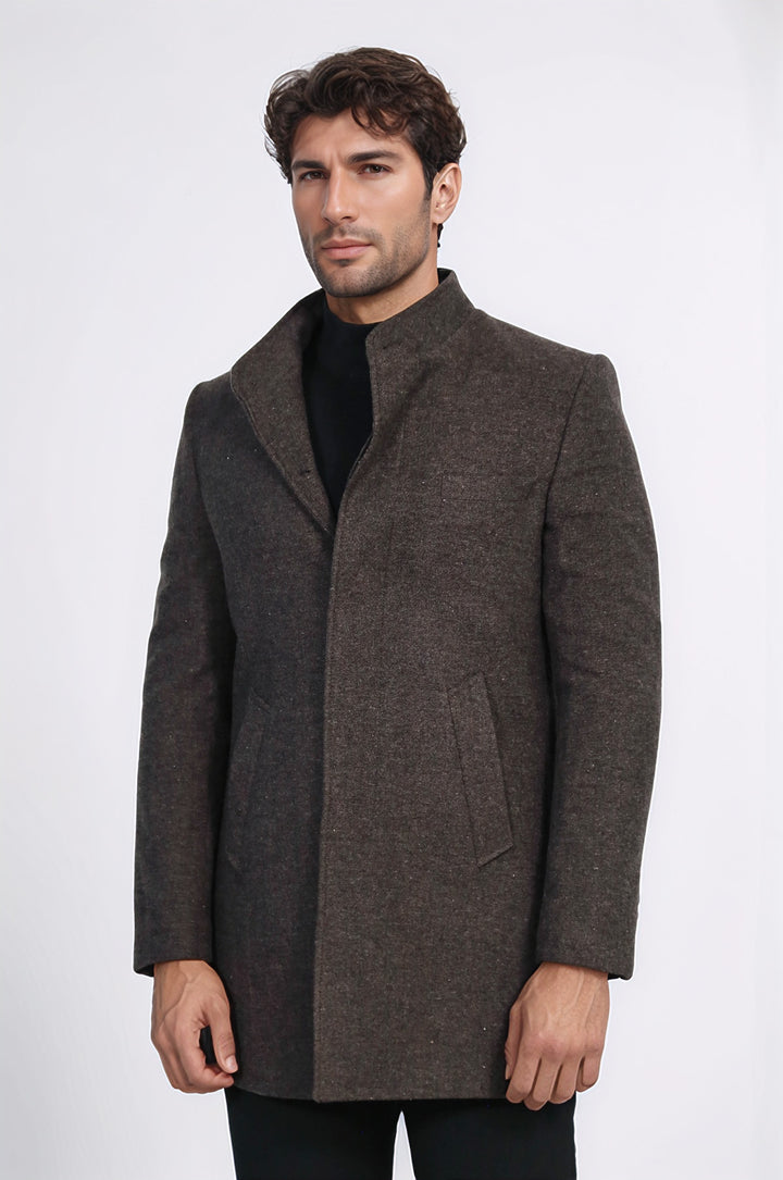 Hakim Yaka Kahverengi Kısa Palto - Wessi