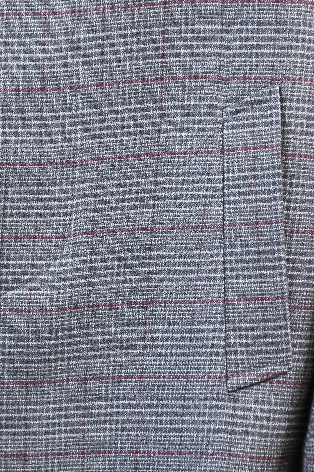 Gri Ekose Desenli Gizli Düğme Sivri Yaka Kaban - Wessi