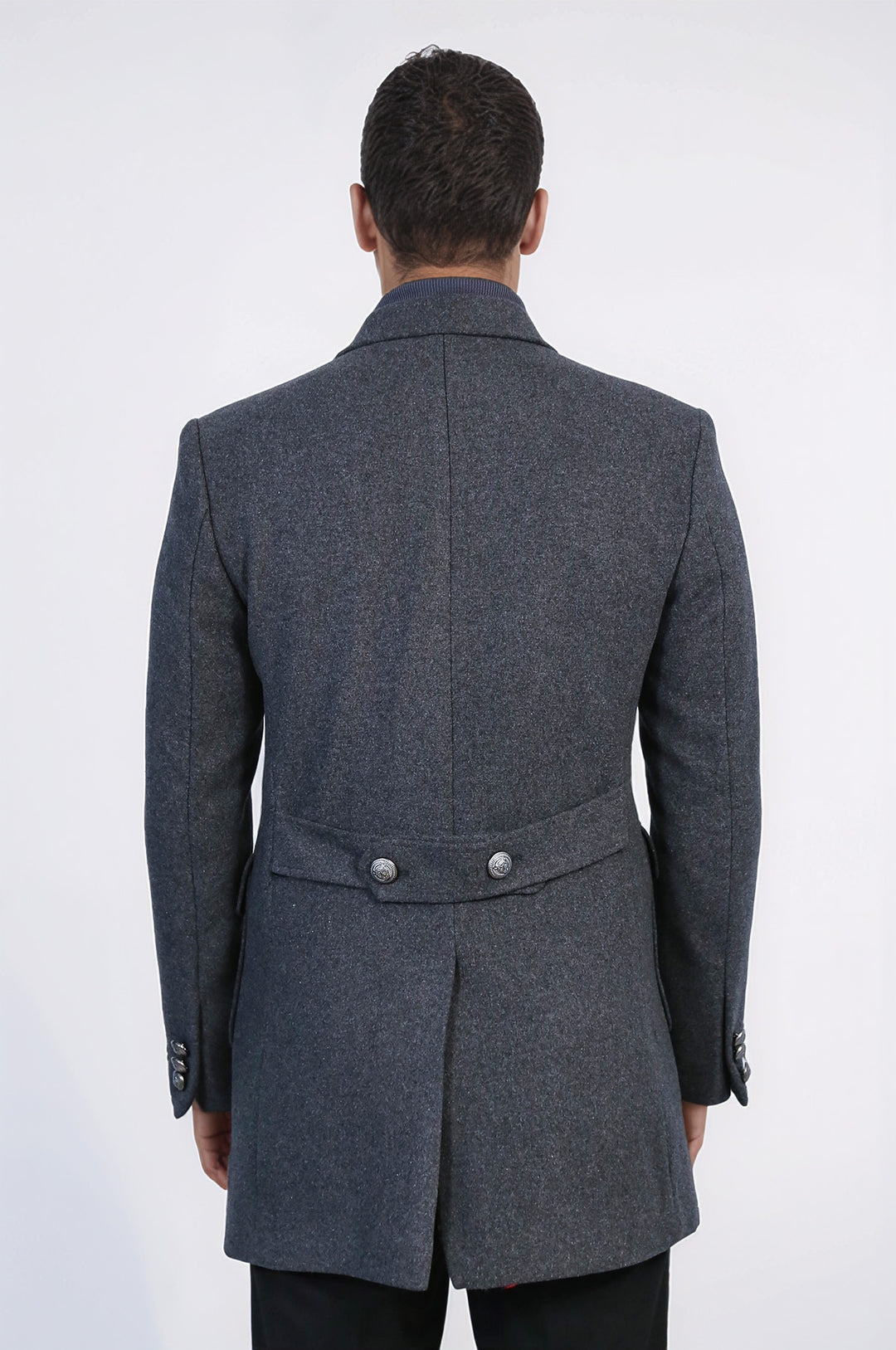 Füme Metal Düğmeli Kruvaze Kaban - Wessi