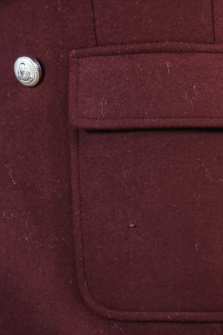 Metal Düğmeli Bordo Erkek Kruvaze Kaban - Wessi