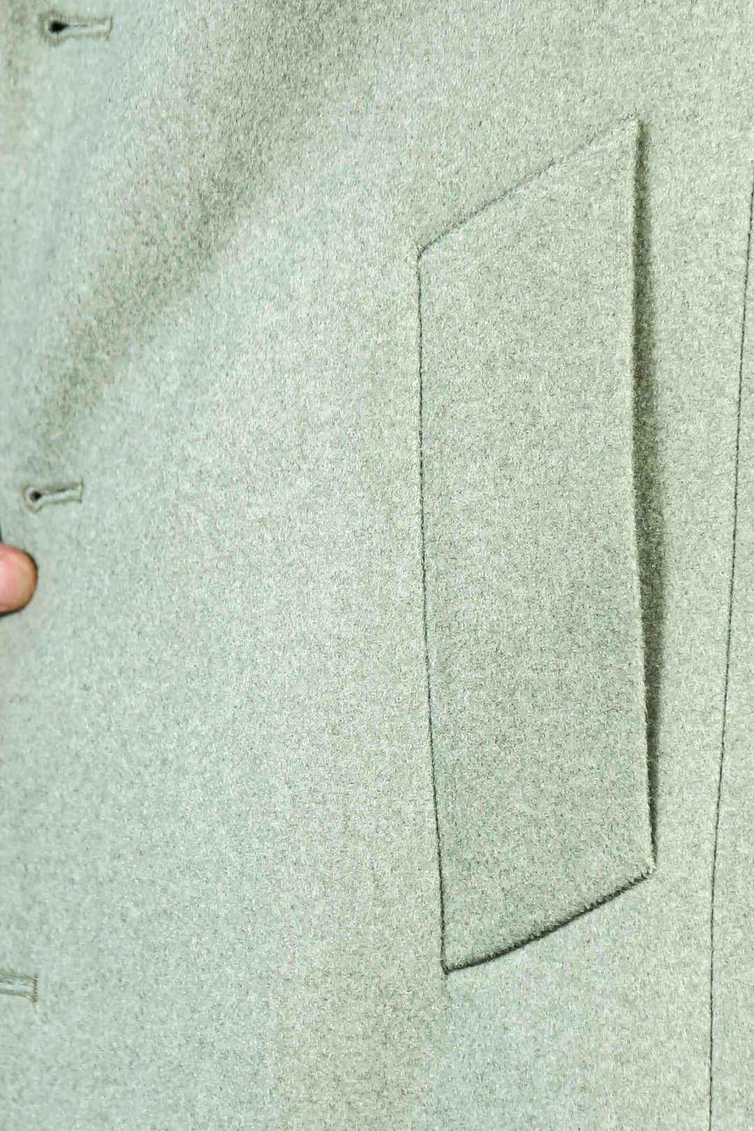 Petrol Yeşili Geniş Yaka Yün Erkek Kaban - Wessi