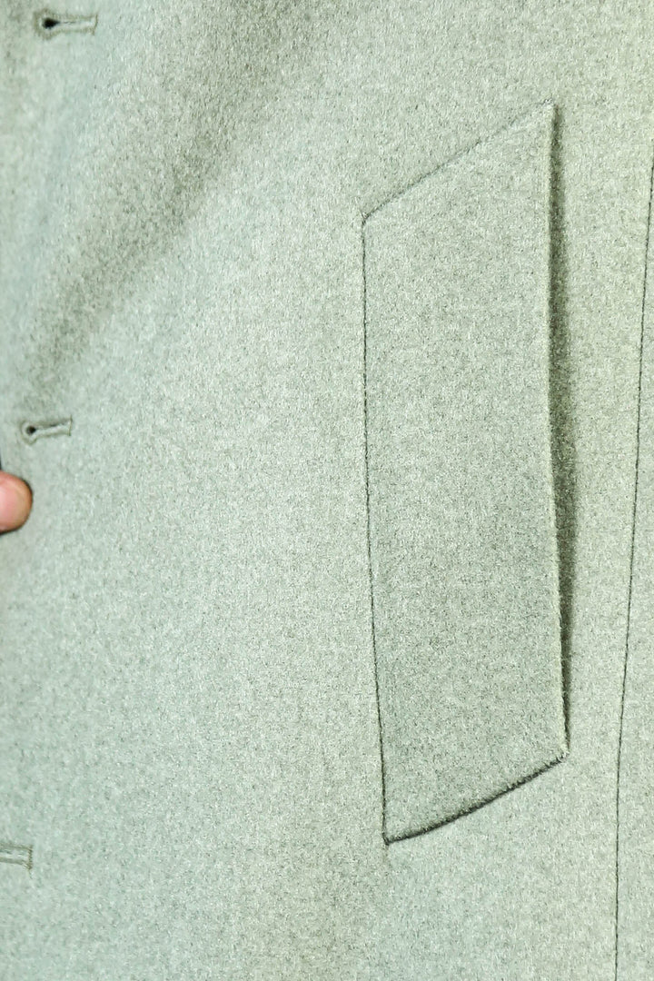 Petrol Yeşili Geniş Yaka Yün Erkek Kaban - Wessi