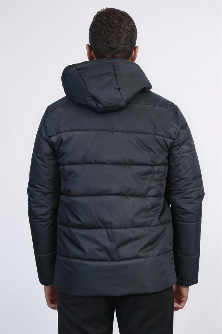 Slim Fit Kapüşonlu Siyah Erkek Şişme Mont - Wessi