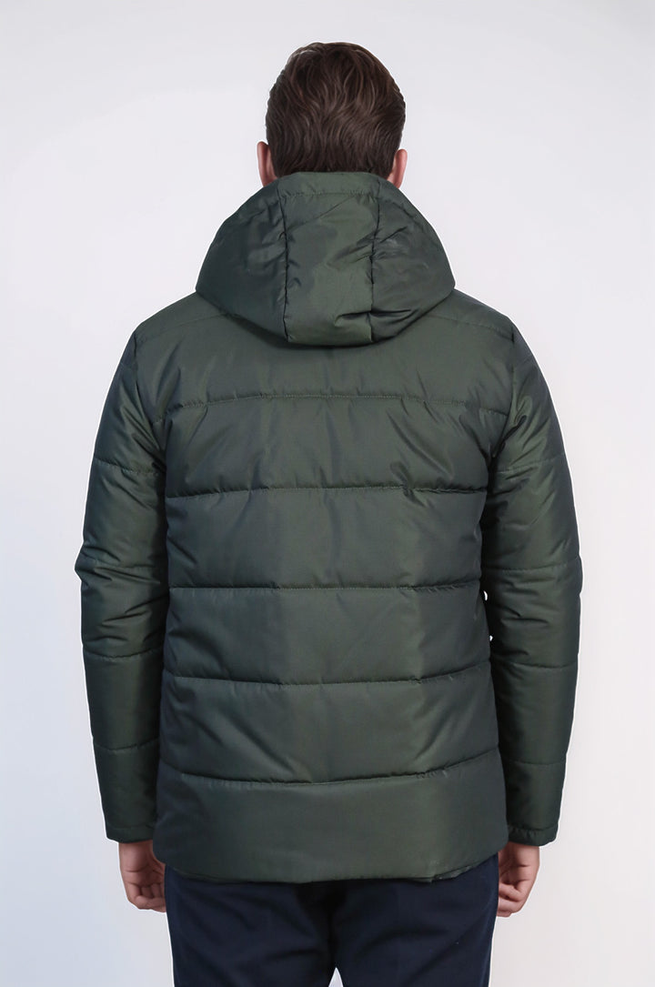 Slim Fit Kapüşonlu Yeşil Erkek Şişme Mont - Wessi