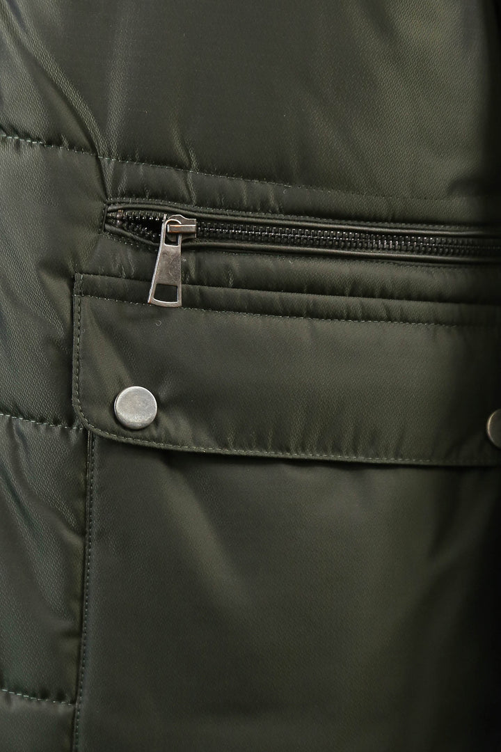 Slim Fit Kapüşonlu Yeşil Erkek Şişme Mont - Wessi