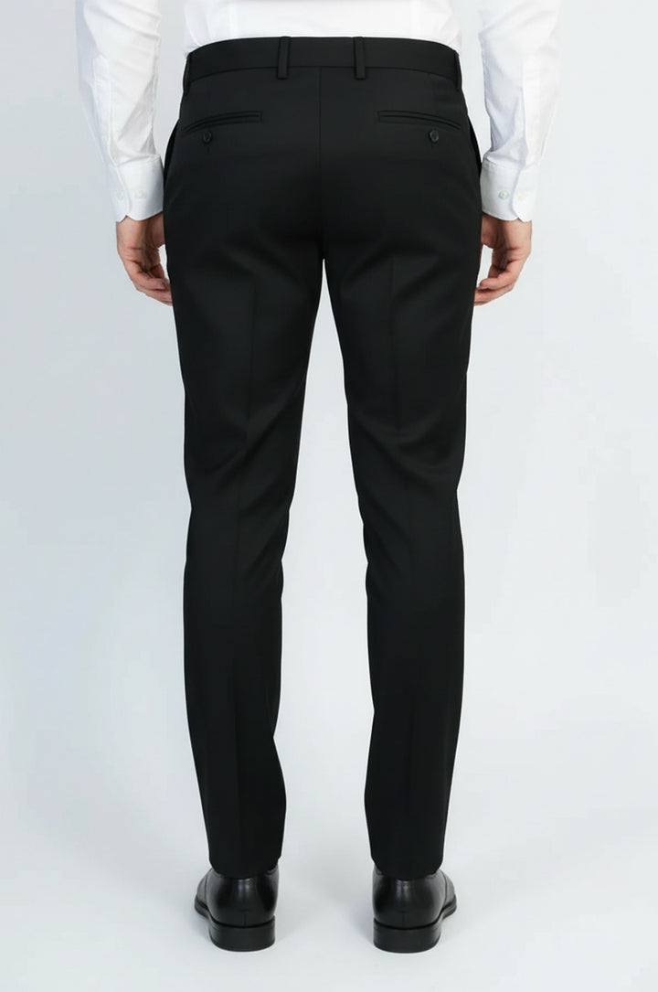 Düz Siyah Erkek Kumaş Pantolon - Wessi