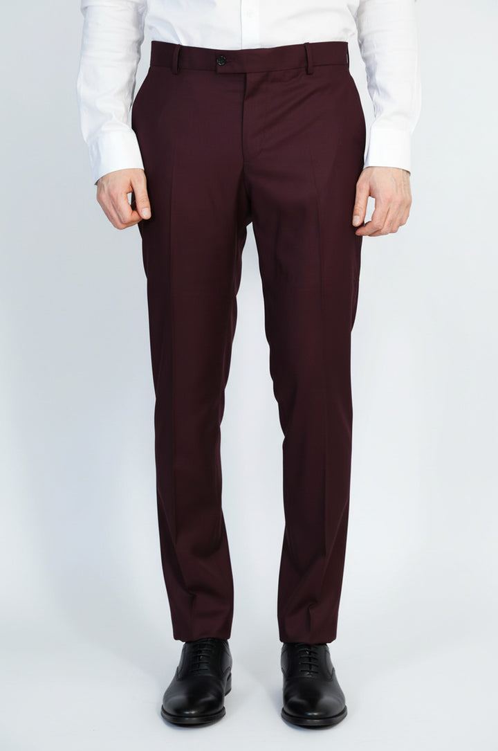 Desensiz Bordo Erkek Kumaş Pantolon - Wessi
