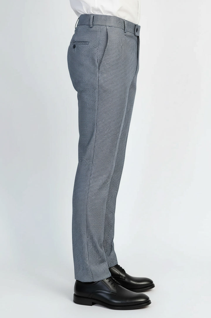 Kazayağı Desenli Mavi Erkek Pantolon - Wessi