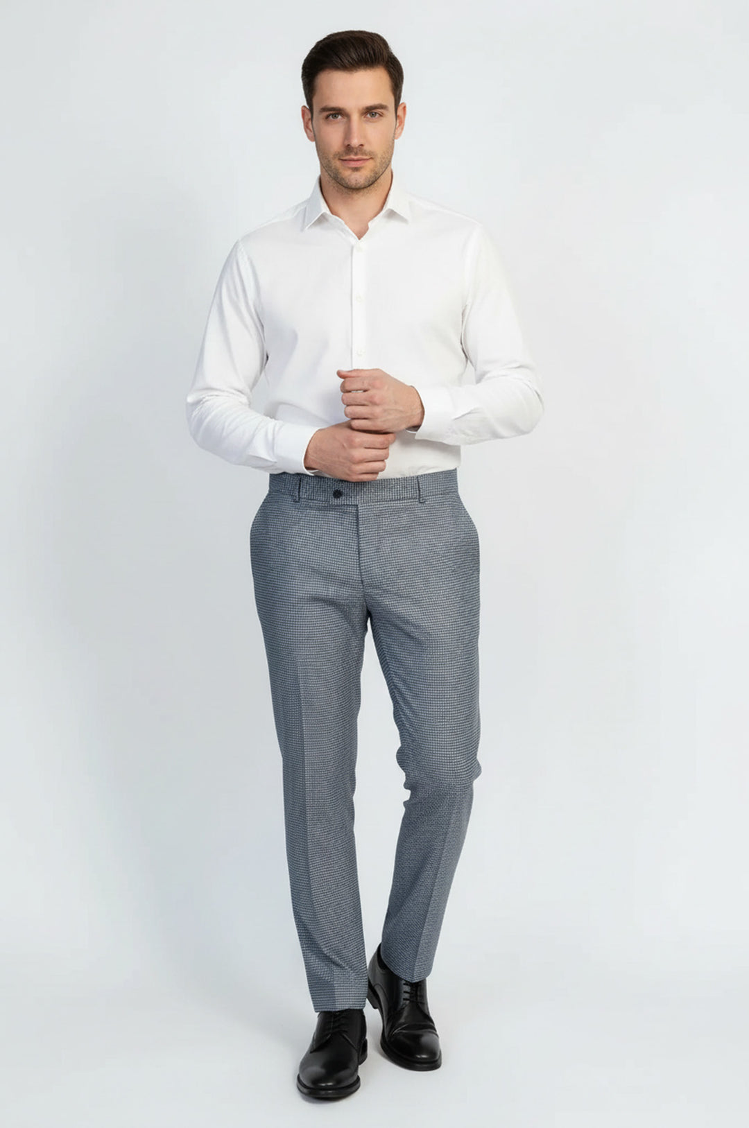 Kazayağı Desenli Mavi Erkek Pantolon - Wessi