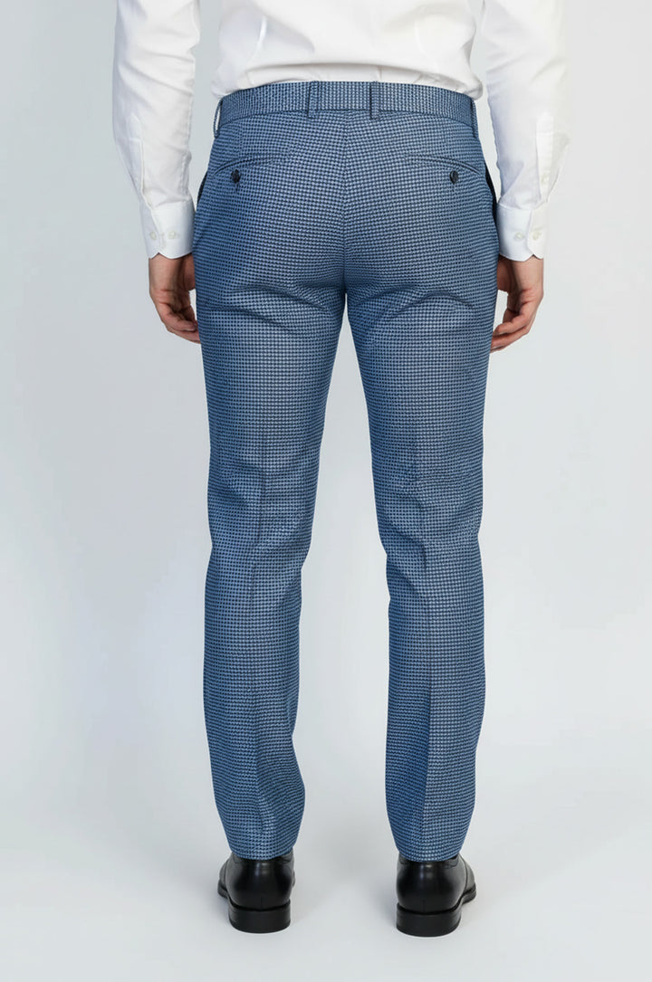 Kazayağı Desenli İndigo Mavi Erkek Pantolon - Wessi