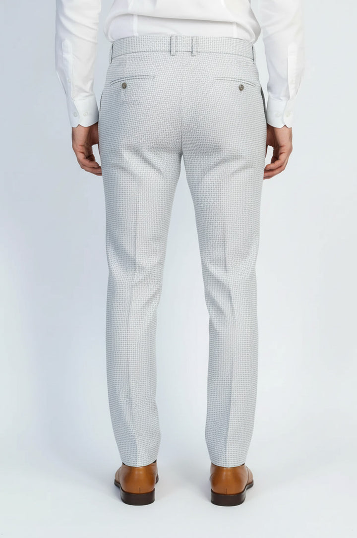 Kazayağı Desenli Açık Gri Erkek Pantolon - Wessi