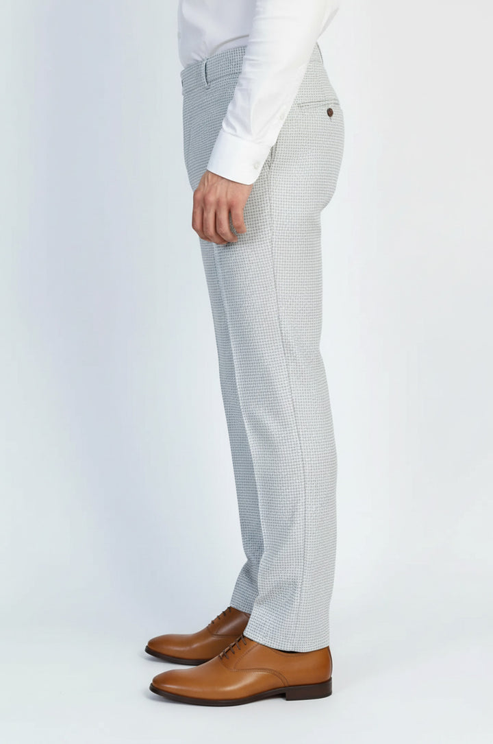 Kazayağı Desenli Açık Gri Erkek Pantolon - Wessi
