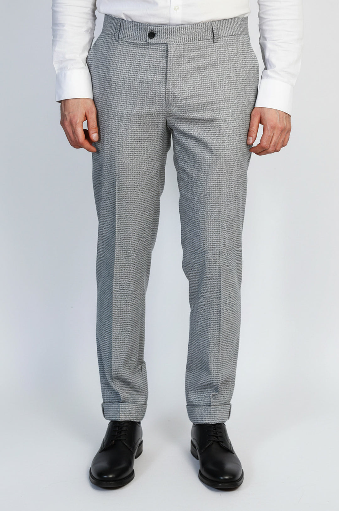 Kazayağı Desenli Gri Erkek Pantolon - Wessi