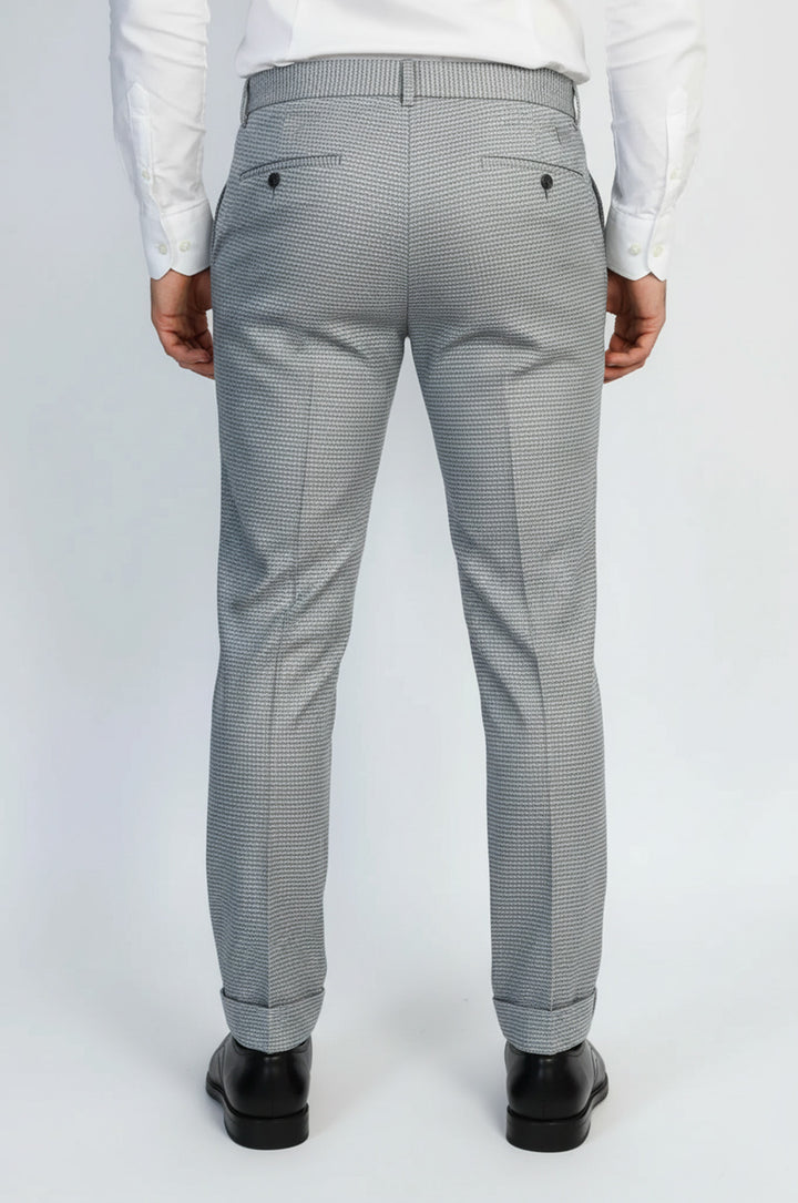 Kazayağı Desenli Gri Erkek Pantolon - Wessi