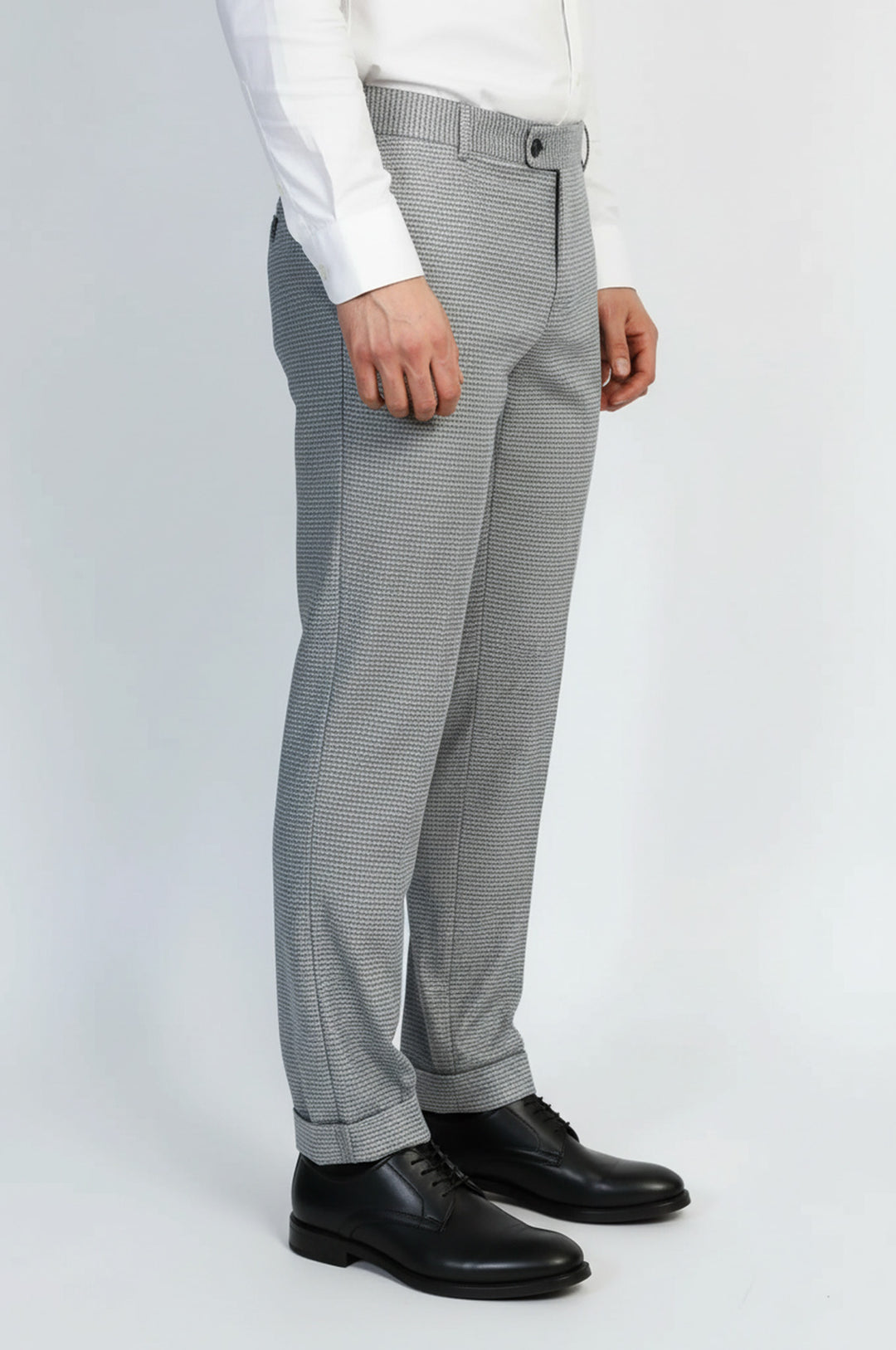 Kazayağı Desenli Gri Erkek Pantolon - Wessi