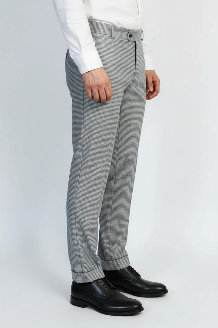 Kazayağı Desenli Gri Erkek Pantolon - Wessi