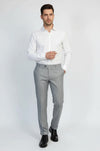 Kazayağı Desenli Gri Erkek Pantolon - Wessi