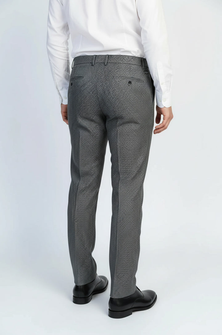 Kazayağı Desenli Füme Erkek Pantolon - Wessi