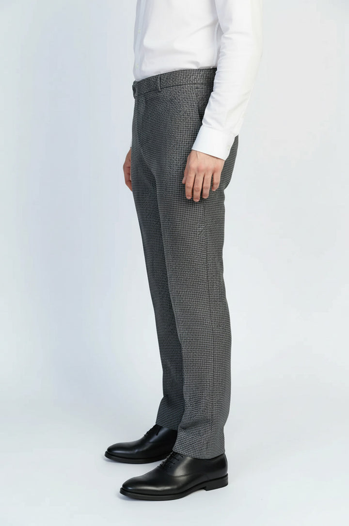 Kazayağı Desenli Füme Erkek Pantolon - Wessi