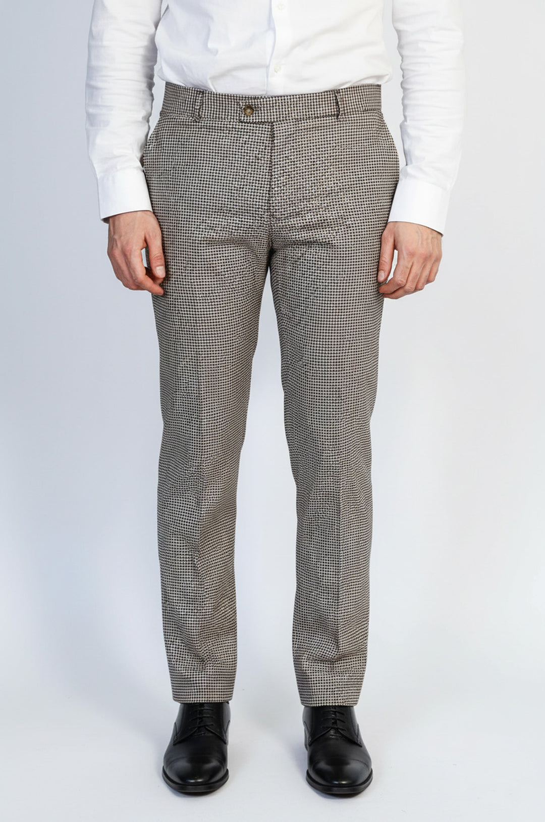 Kazayağı Desenli Açık Kahverengi Erkek Pantolon - Wessi