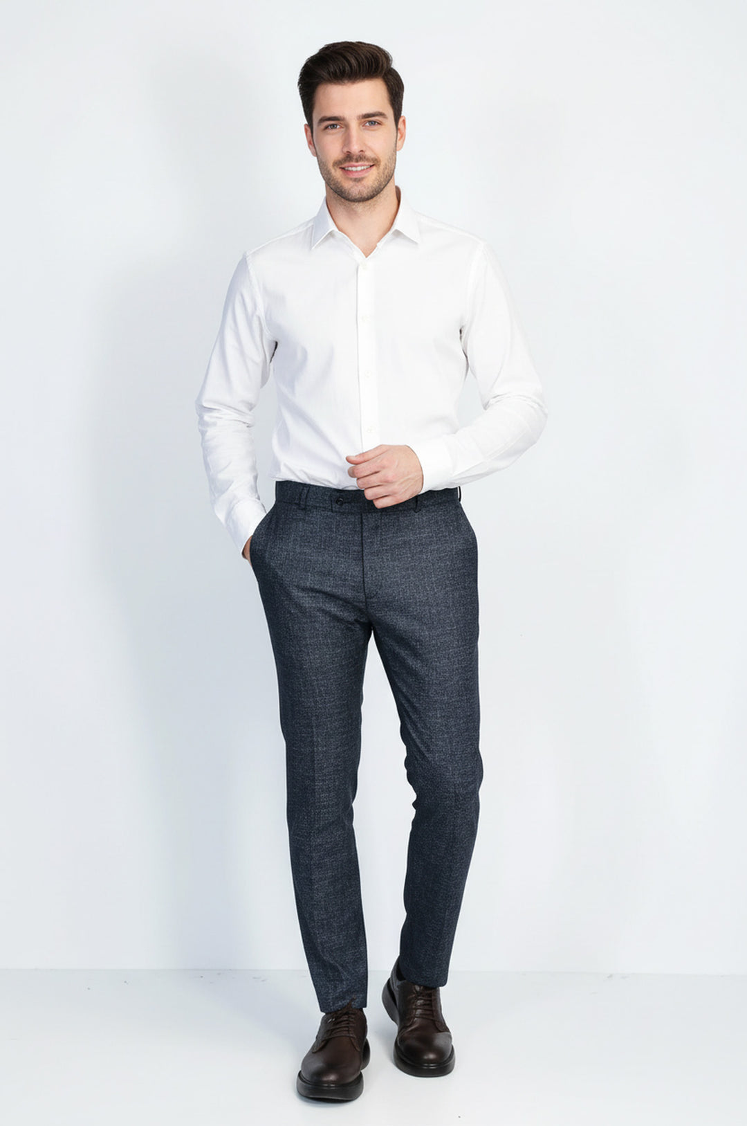 Düz Koyu Lacivert Erkek Pantolon - Wessi