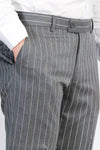 Çizgi Desen Gri Erkek Kumaş Pantolon - Wessi