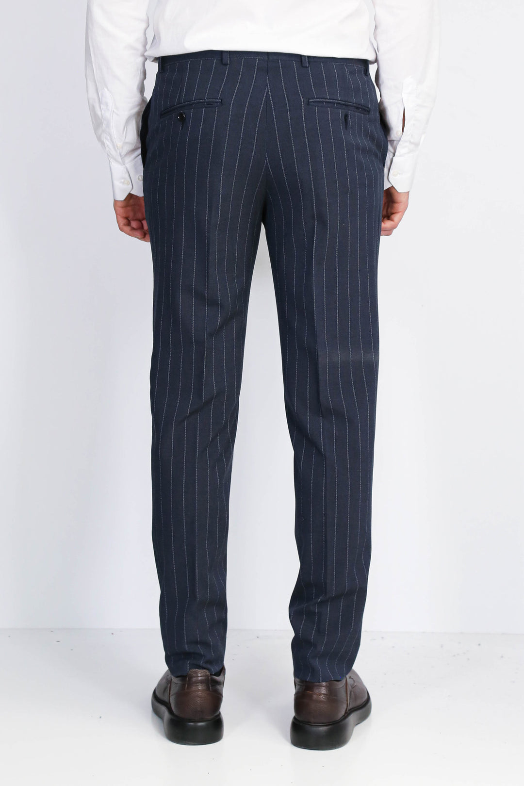 Çizgili Lacivert Erkek Kumaş Pantolon - Wessi