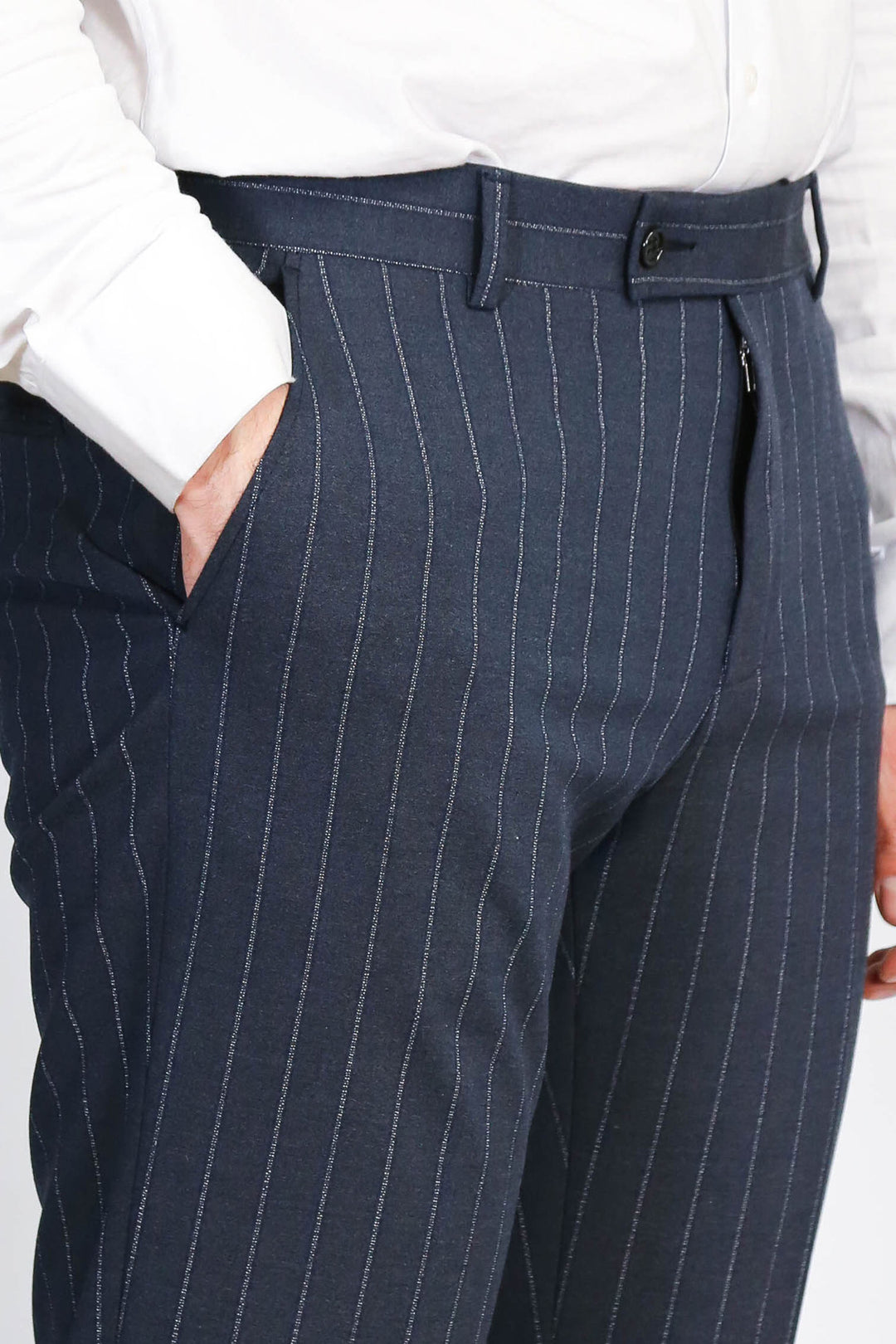 Çizgili Lacivert Erkek Kumaş Pantolon - Wessi
