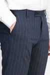 Çizgili Lacivert Erkek Kumaş Pantolon - Wessi