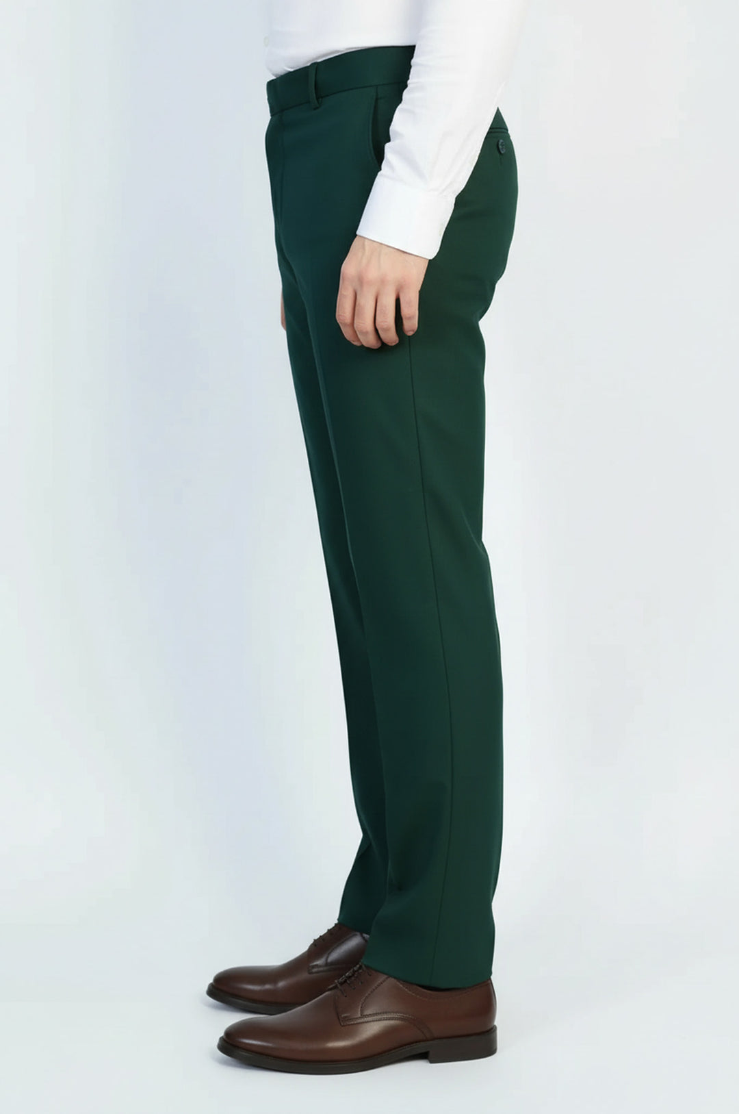 Dar Kesim Kendinden Desenli Koyu Yeşil Erkek Kumaş Pantolon - Wessi