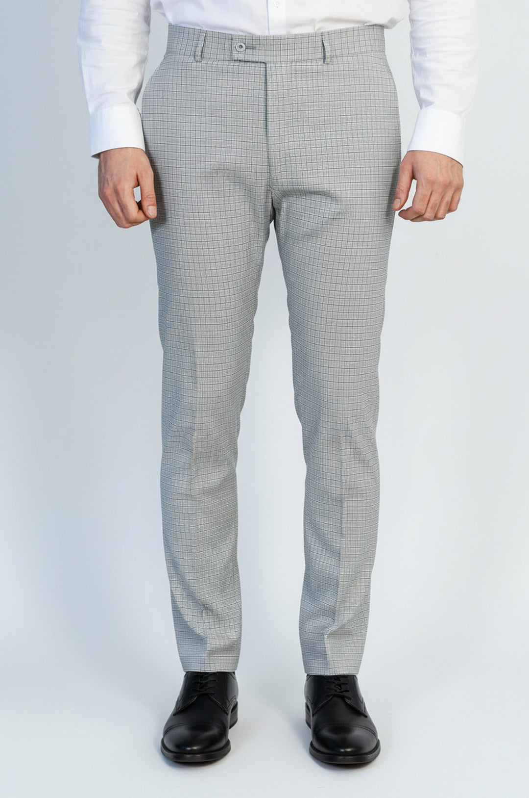 Slim Fit Kareli Kumaş Gri Erkek Pantolon - Wessi