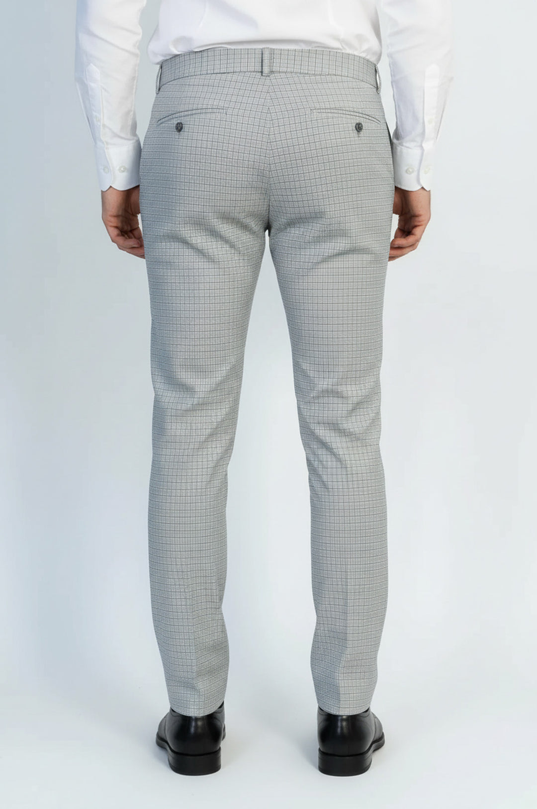 Slim Fit Kareli Kumaş Gri Erkek Pantolon - Wessi