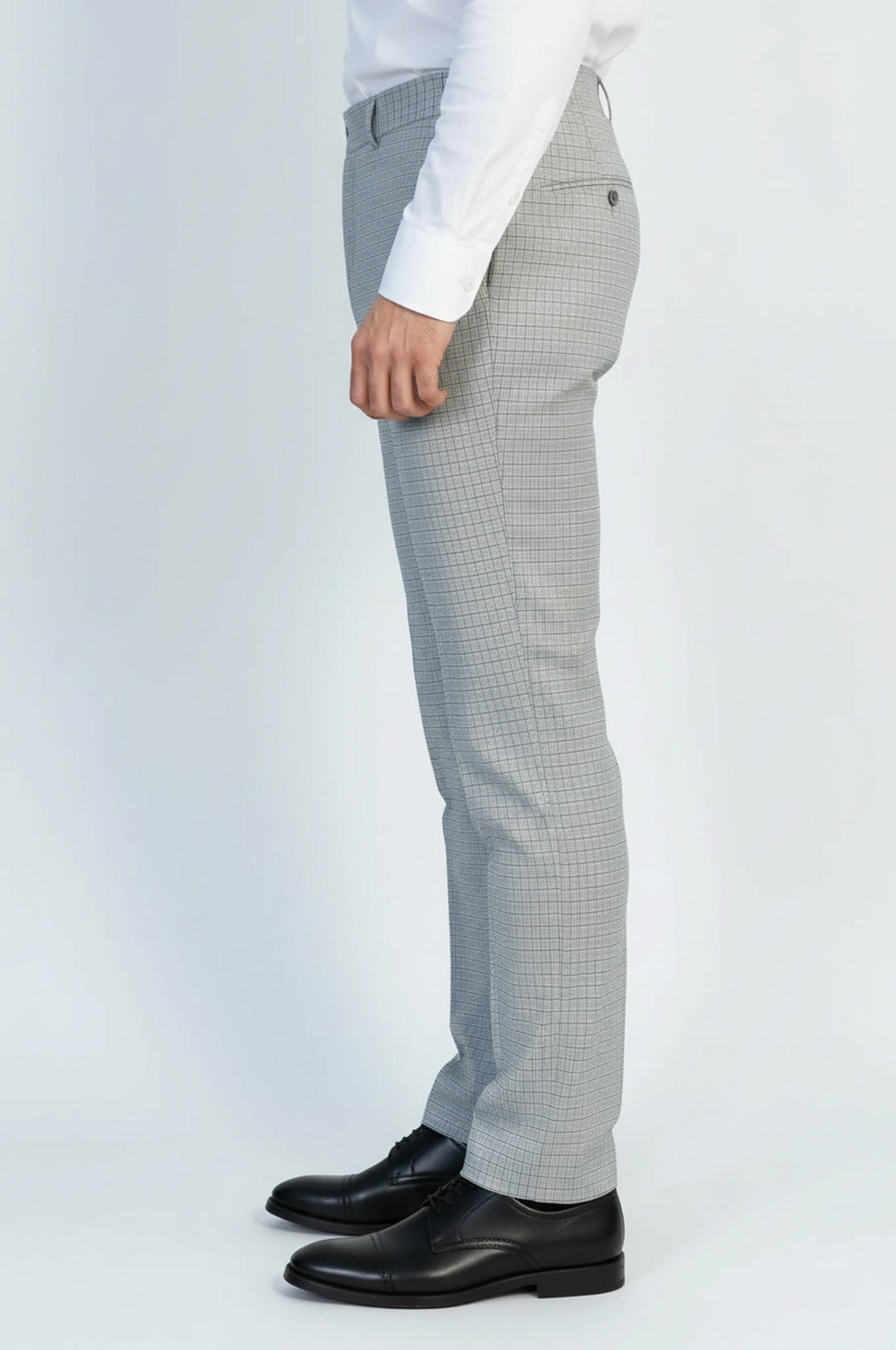 Slim Fit Kareli Kumaş Gri Erkek Pantolon - Wessi