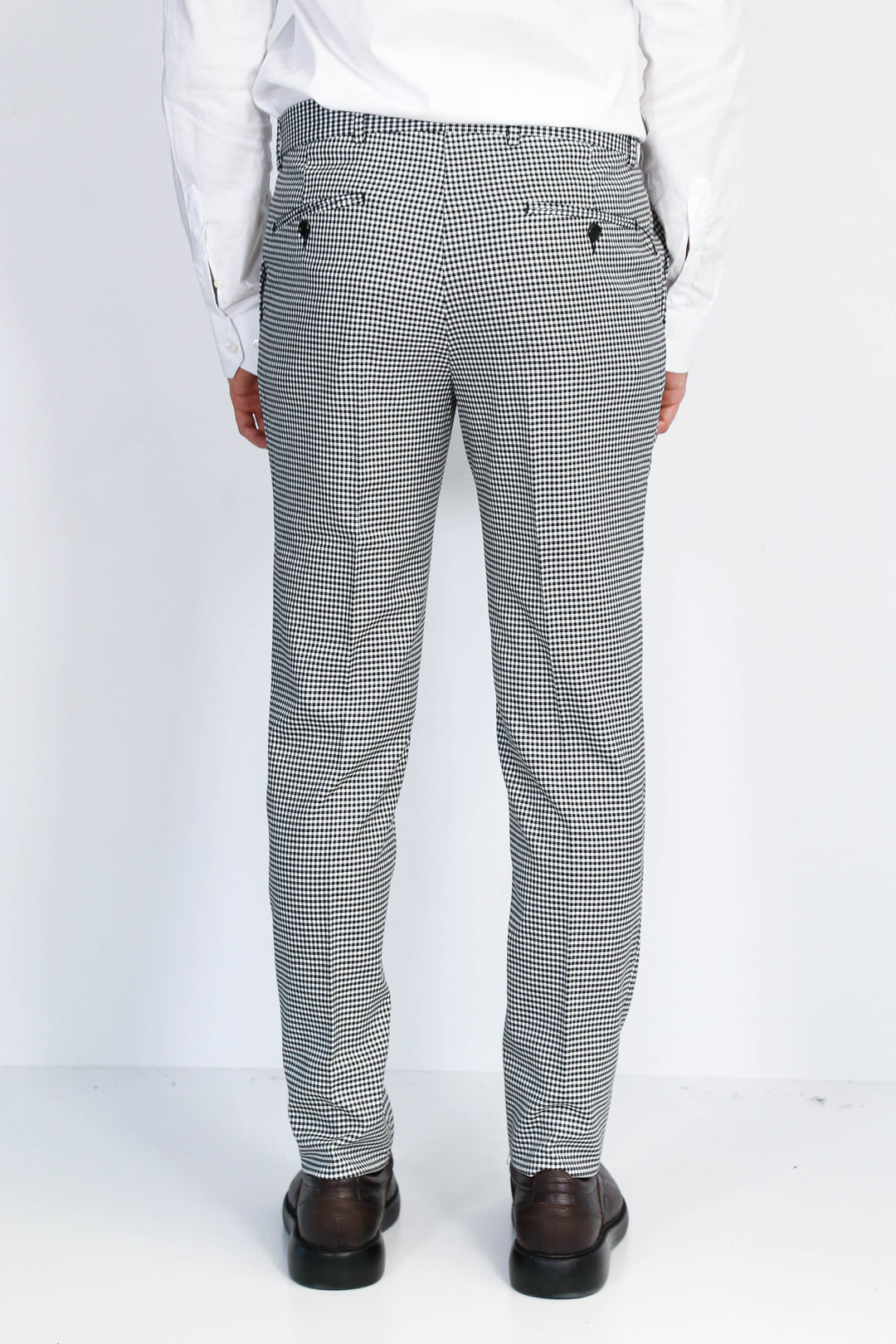 Kaz Ayağı Desenli Slim Fit Gri Erkek Pantolon - Wessi