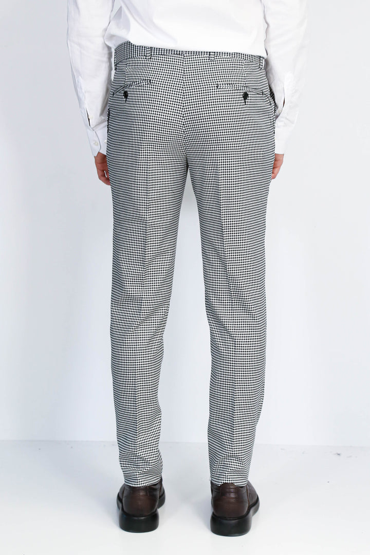 Kaz Ayağı Desenli Slim Fit Gri Erkek Pantolon - Wessi