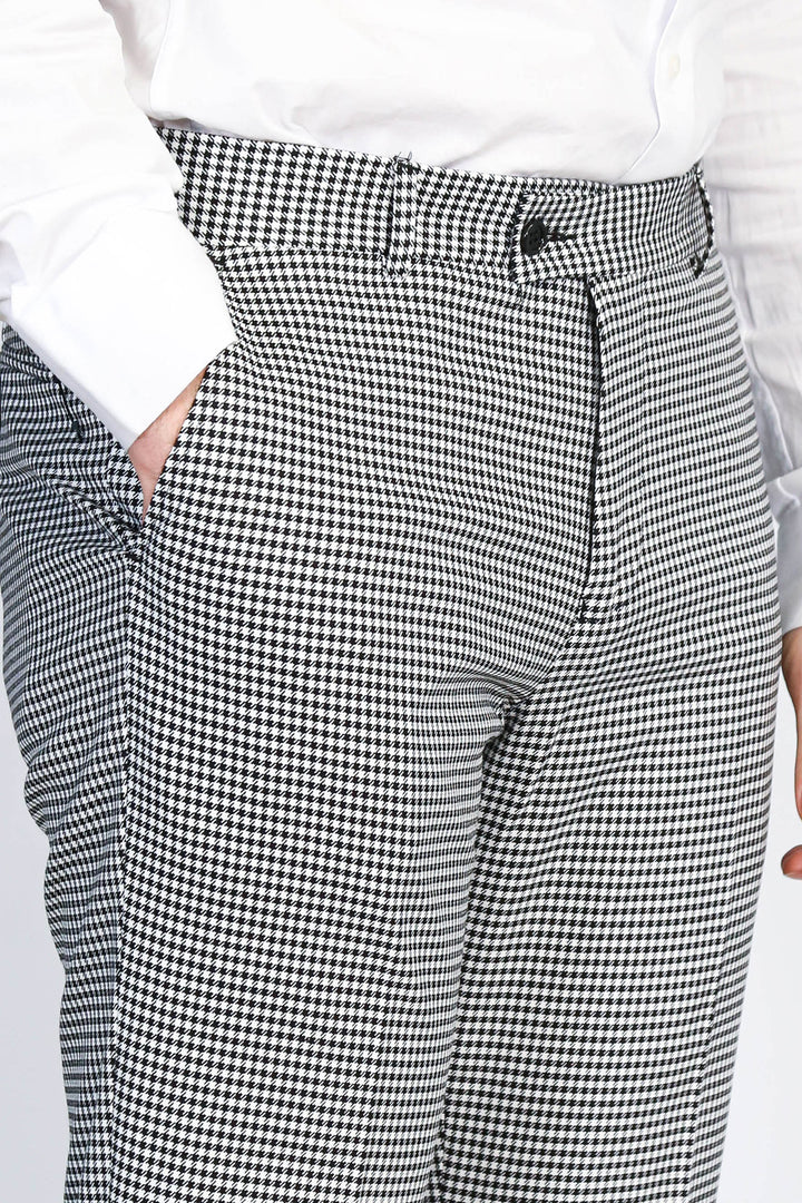 Kaz Ayağı Desenli Slim Fit Gri Erkek Pantolon - Wessi