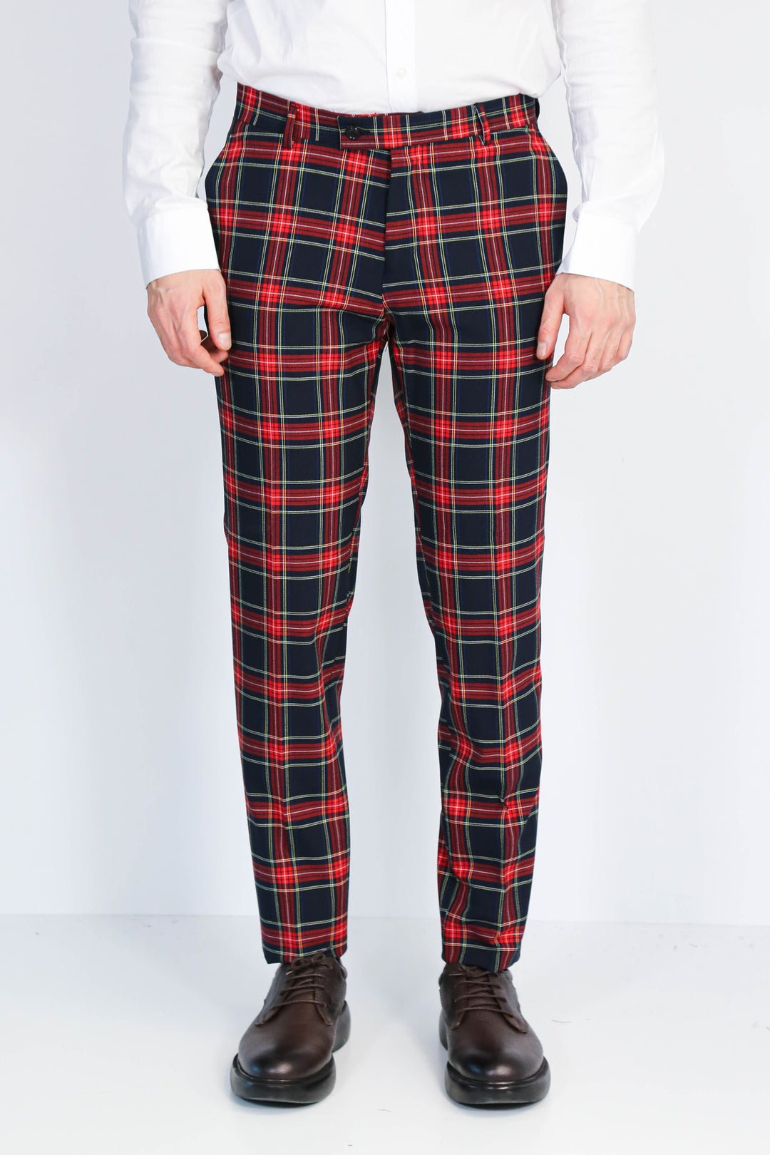 Ekose Desenli Slim Fit Lacivert Erkek Pantolon - Wessi