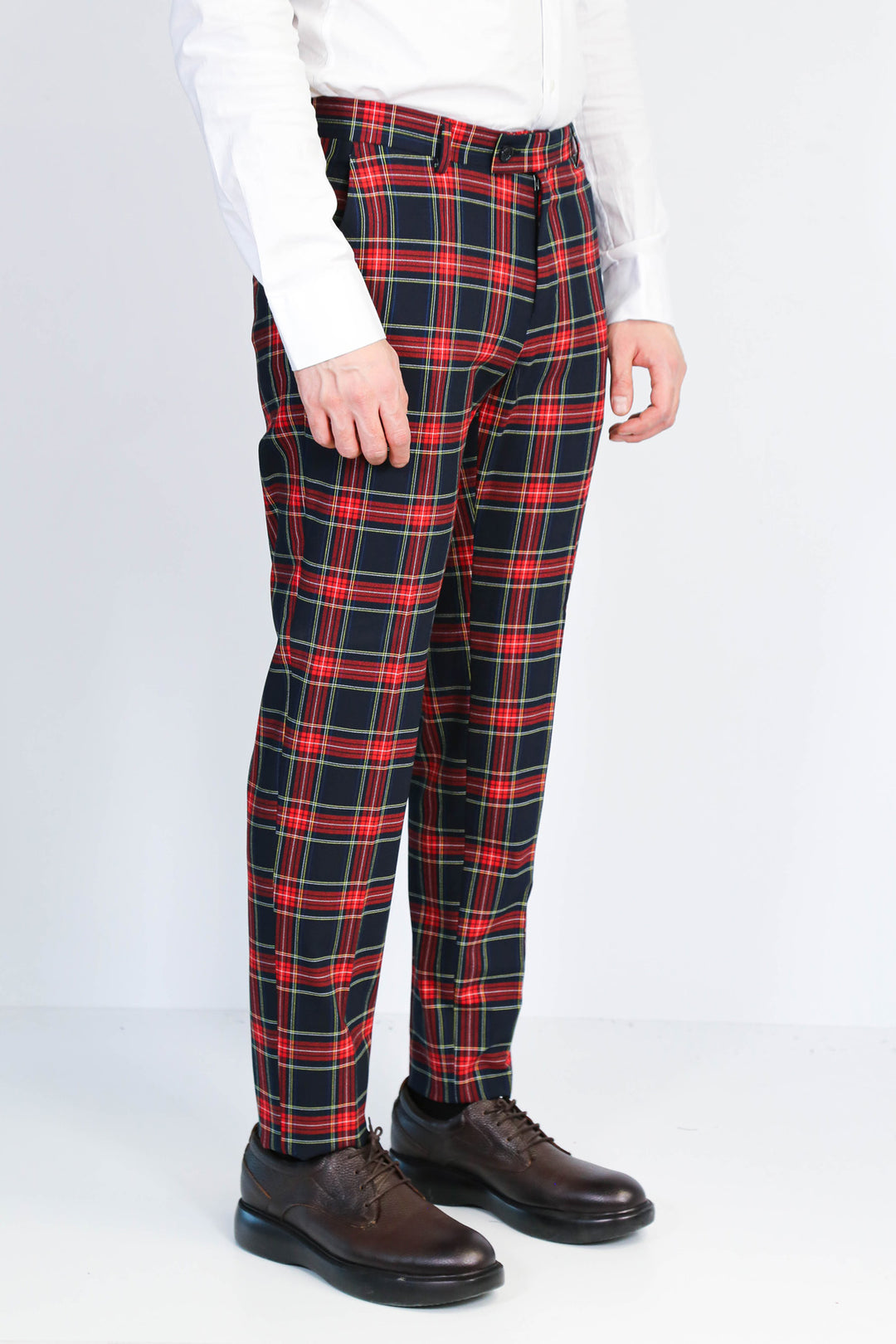 Ekose Desenli Slim Fit Lacivert Erkek Pantolon - Wessi