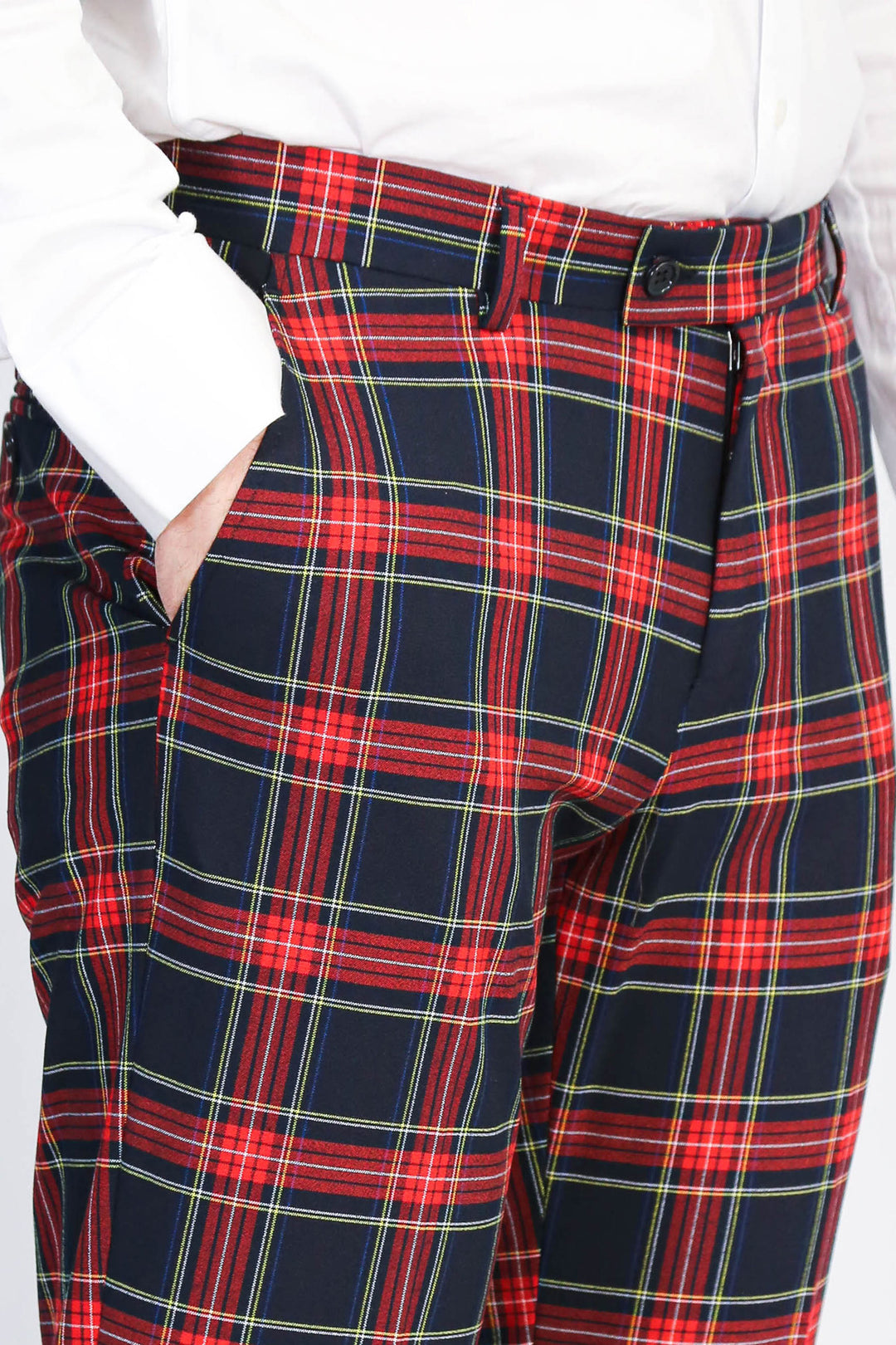 Ekose Desenli Slim Fit Lacivert Erkek Pantolon - Wessi