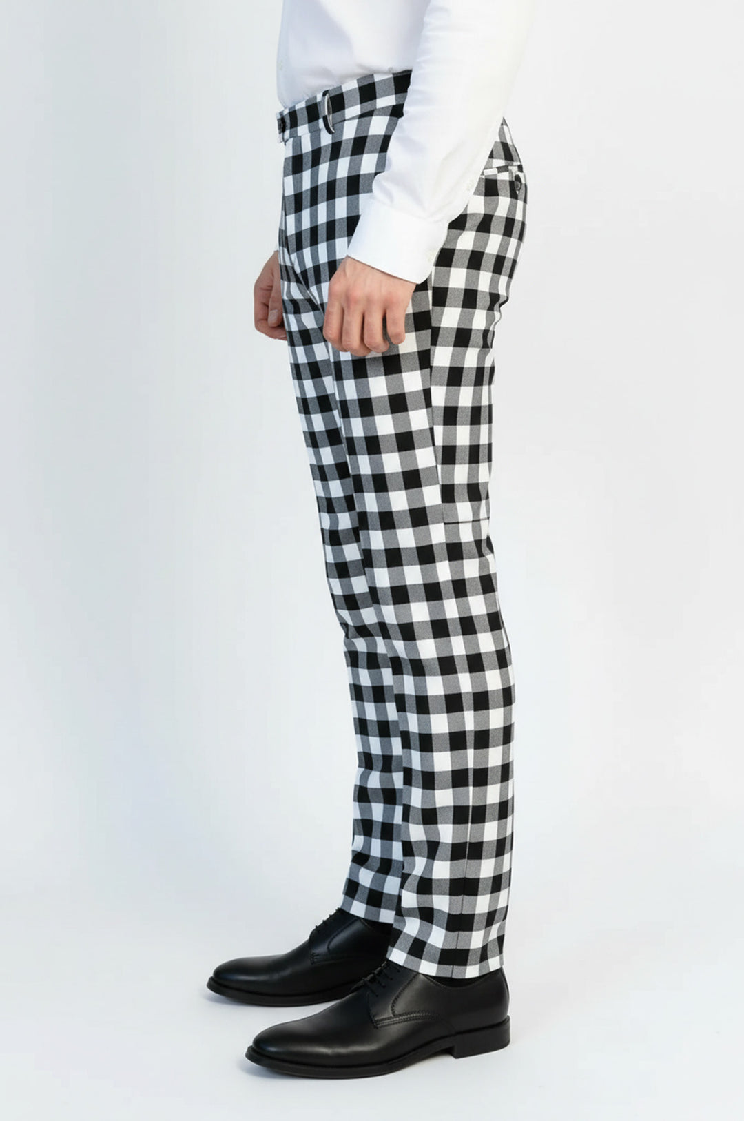 Dar Kesim Ekose Desenli Siyah Erkek Pantolon - Wessi