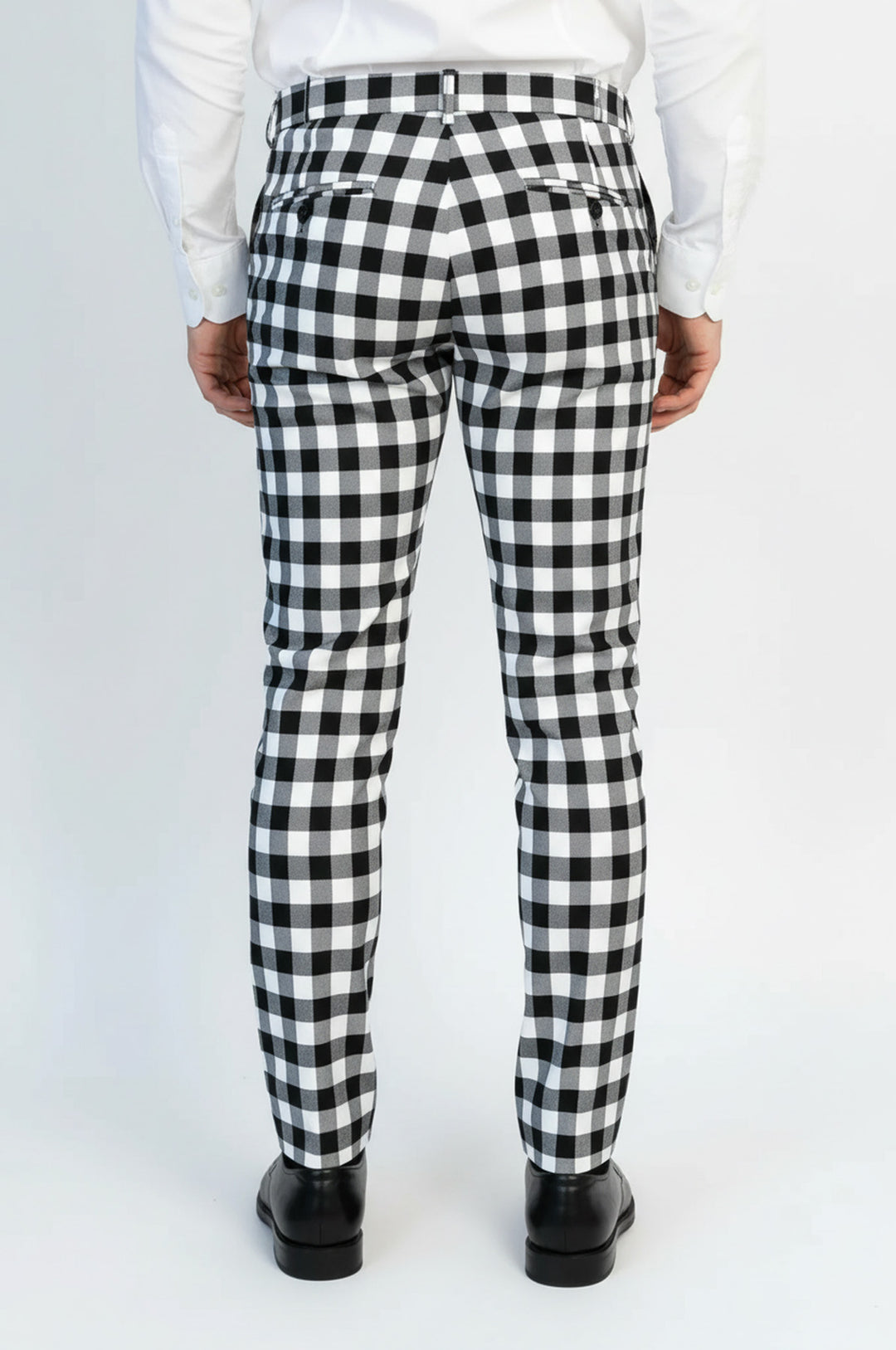 Dar Kesim Ekose Desenli Siyah Erkek Pantolon - Wessi